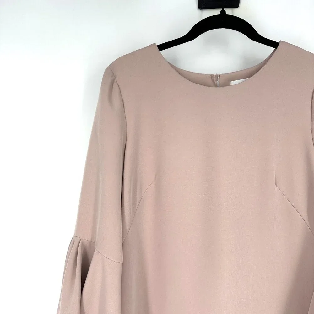 Milly Rachel Italian Cady Bell-Sleeve Shift Dress Blush Pink Size‎ 8